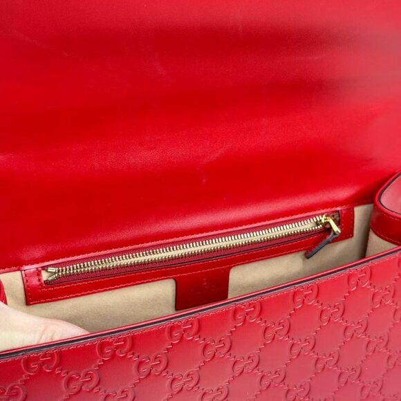 Gucci GG Logo Printed Red Leather Small Padlock Shoulder Bag with Gold Hardware - Picture 11 of 11